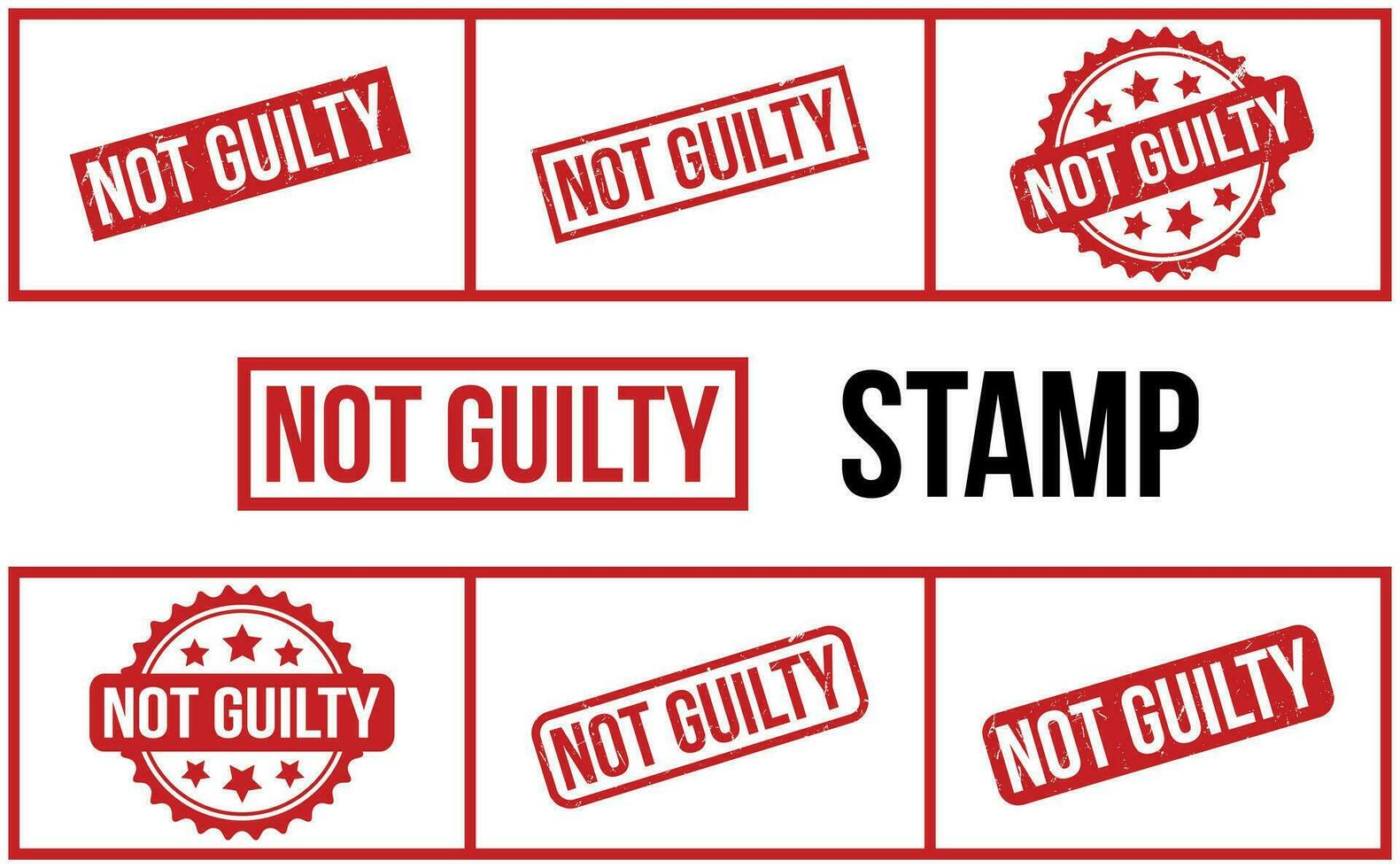 Not Guilty Rubber Stamp Set Vector