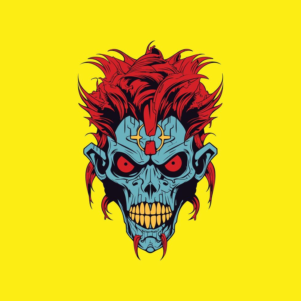 Head of a dead zombie Cartoon Character Illustration vector