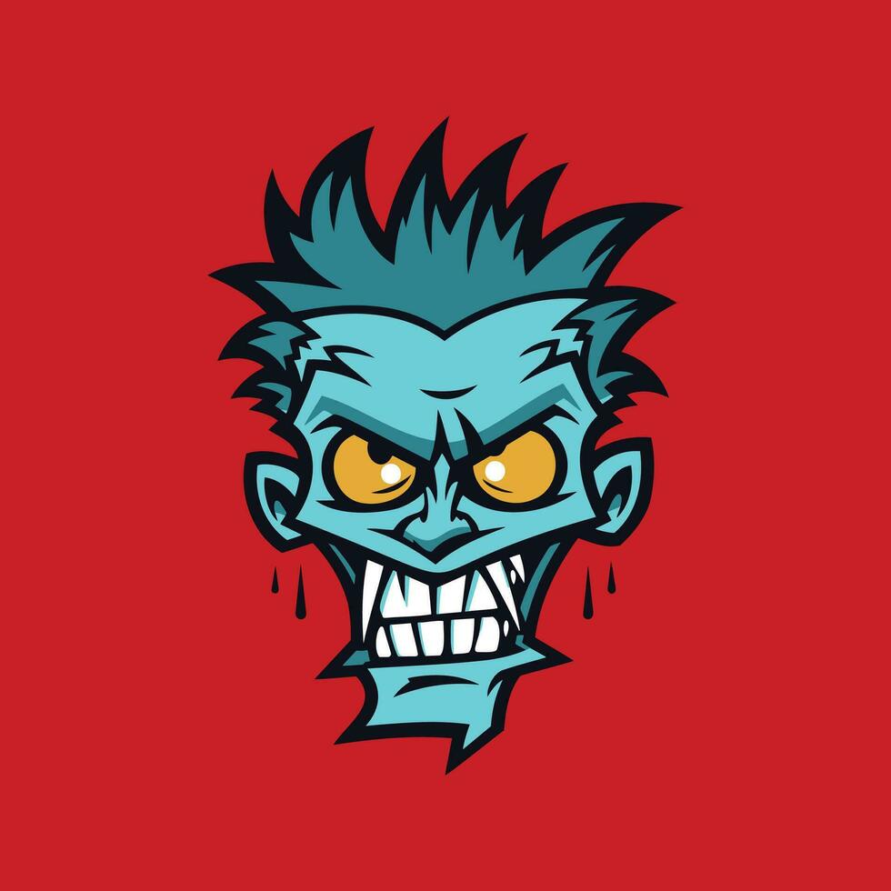 Head of a dead zombie Cartoon Character Illustration vector