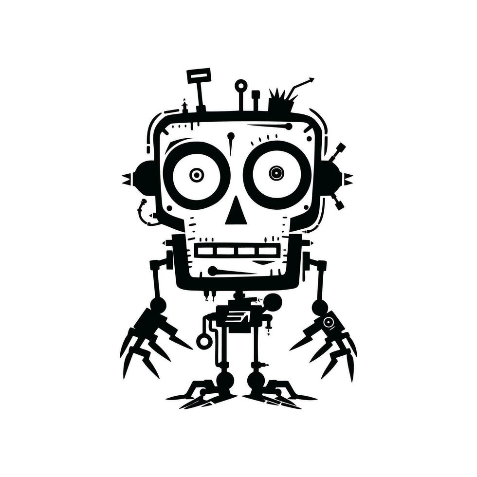 Hand drawn robot or robotic vector illustration