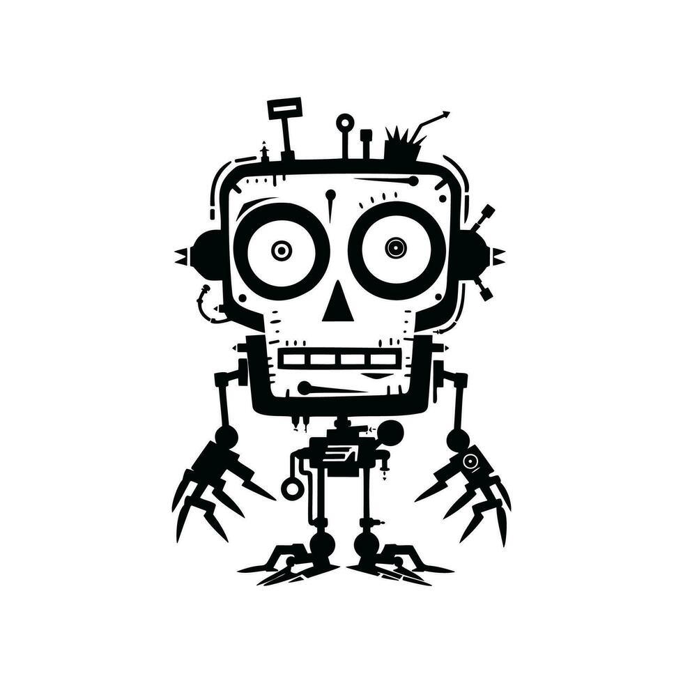 mano dibujado robot o robótico vector ilustración