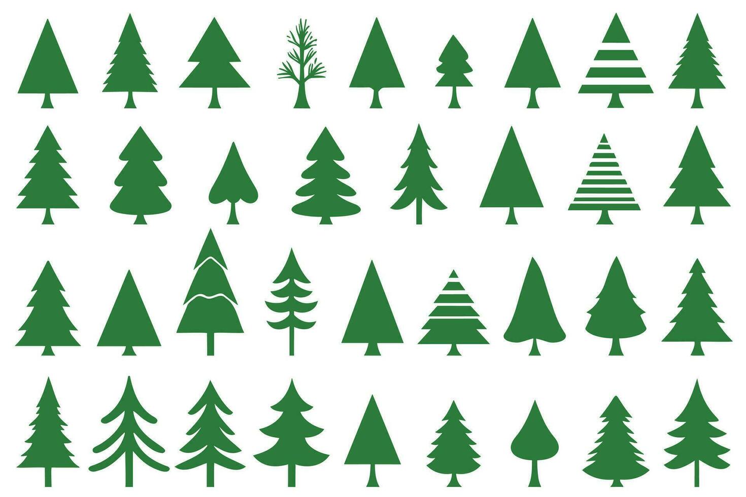 conjunto de verde Navidad arboles silueta decoraciones ilustración aislado en blanco antecedentes vector