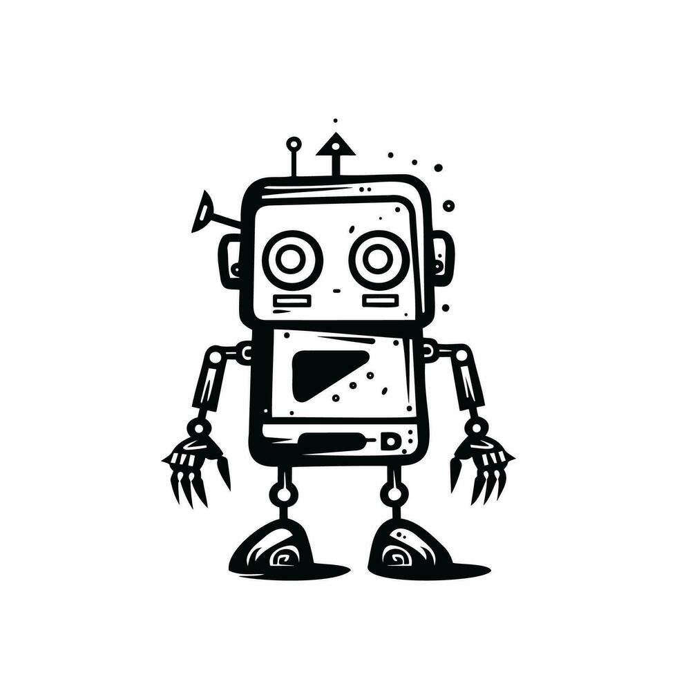 Hand drawn robot or robotic vector illustration