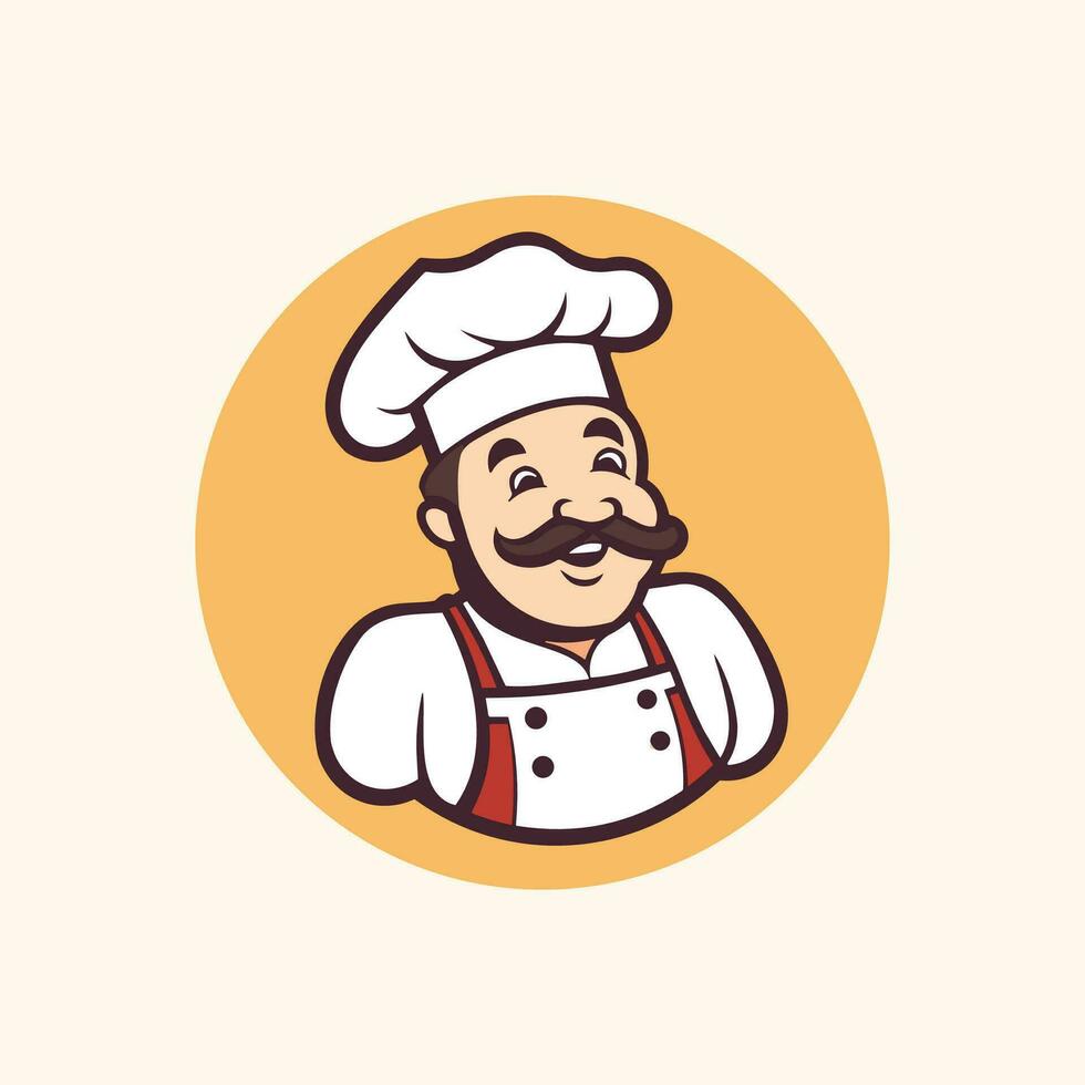 Happy and smiling Uncle A Cartoon vector of chef with a White Hat and Uniform