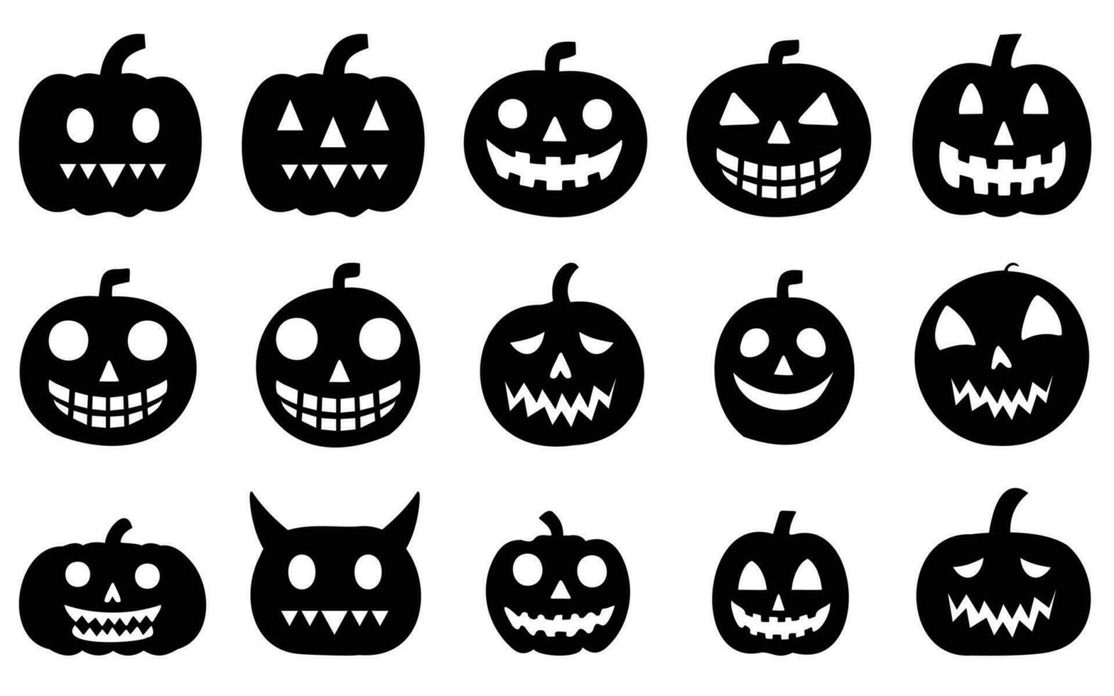 Collection of pumpkin Halloween silhouettes print banners, cards, flyers, social media wallpapers vector