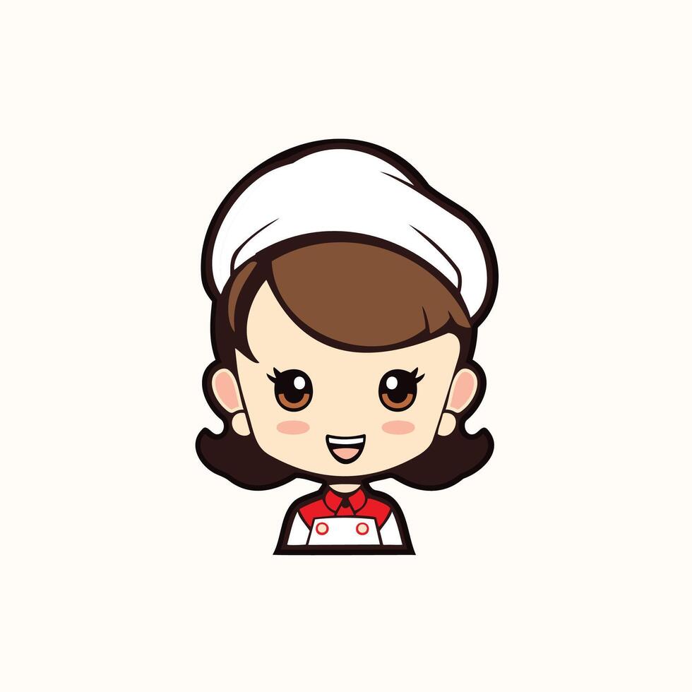 Cute and Joyful Chef A Cartoon vector of Chef Woman with a White Hat and Uniform