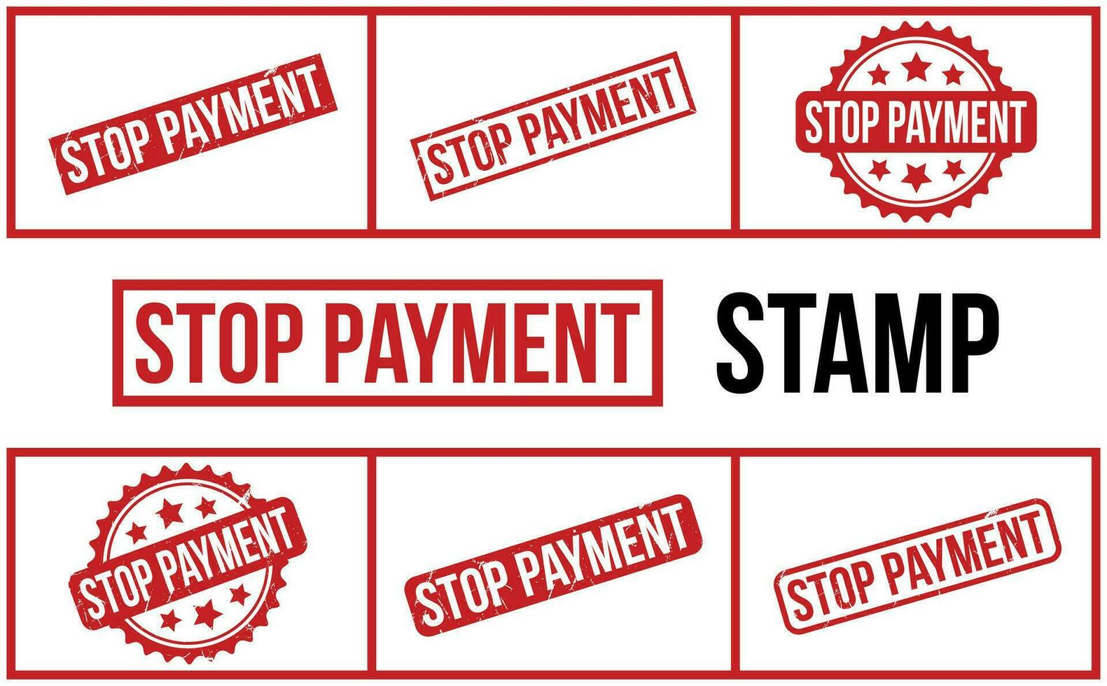 Stop Payment Rubber Stamp Set Vector