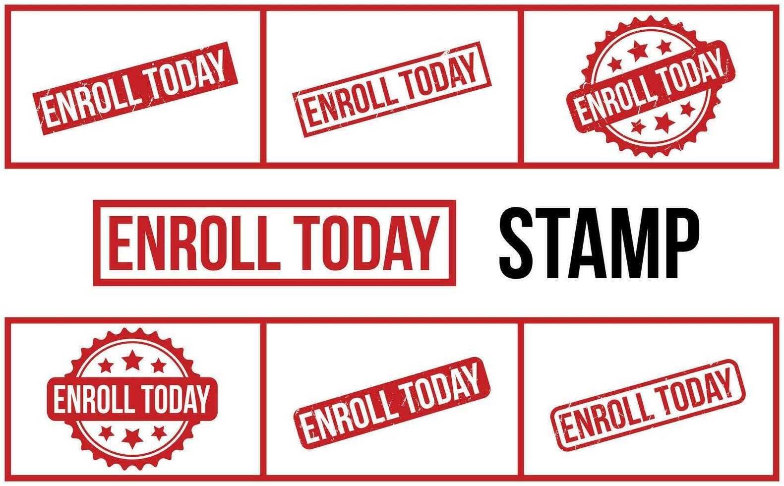 Enroll Today Rubber Stamp Set Vector