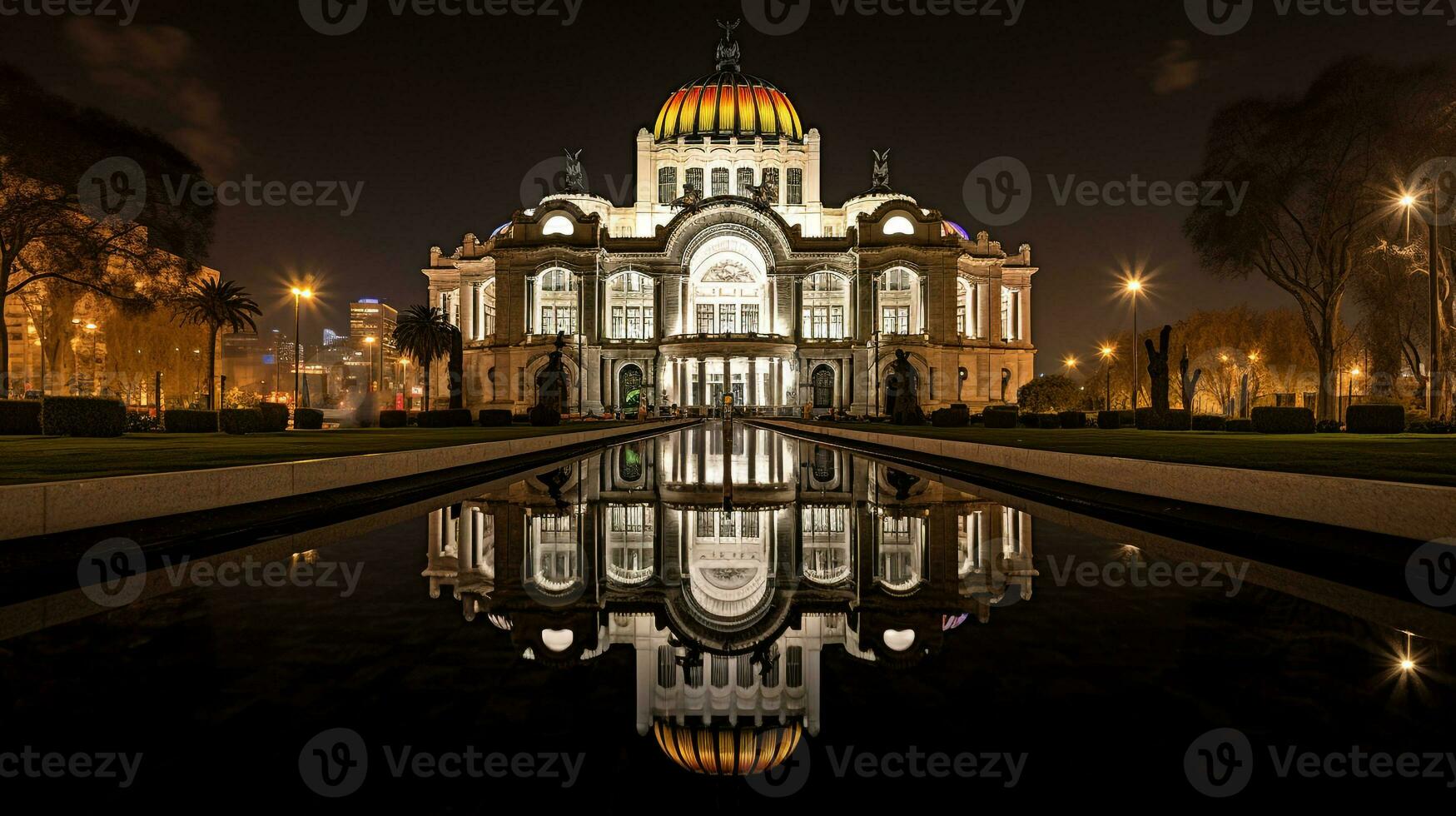 noche ver de palacio Delaware bellas artes. generativo ai foto