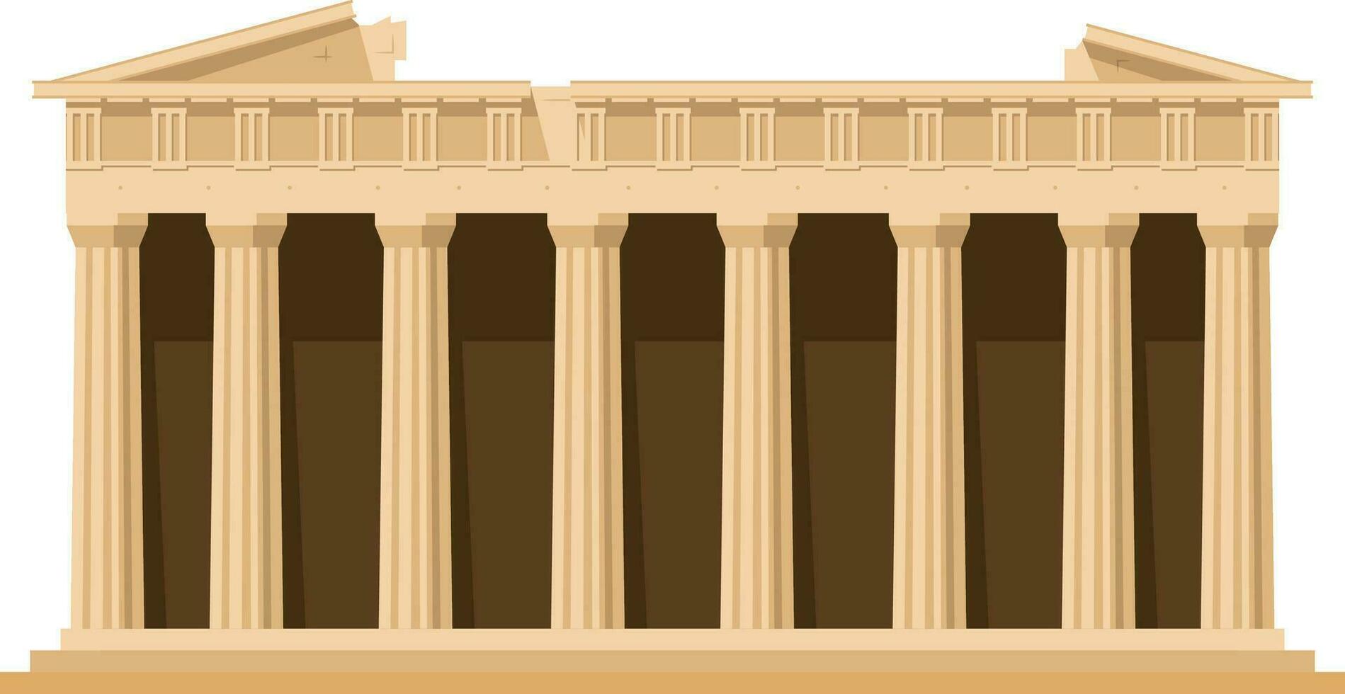 Parthenon, Athens, Greece. Isolated on white background vector illustration.