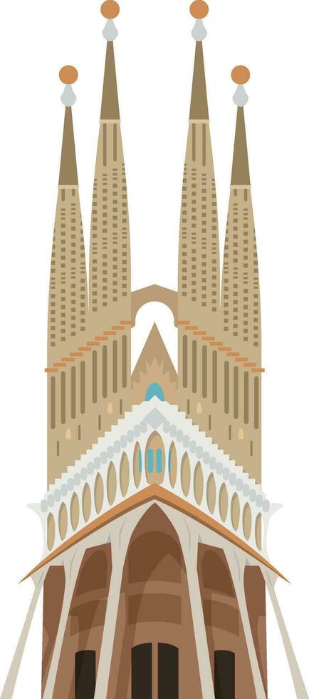 Basilica of the Holy Family, Barcelona, Spain. Isolated on white background vector illustration.