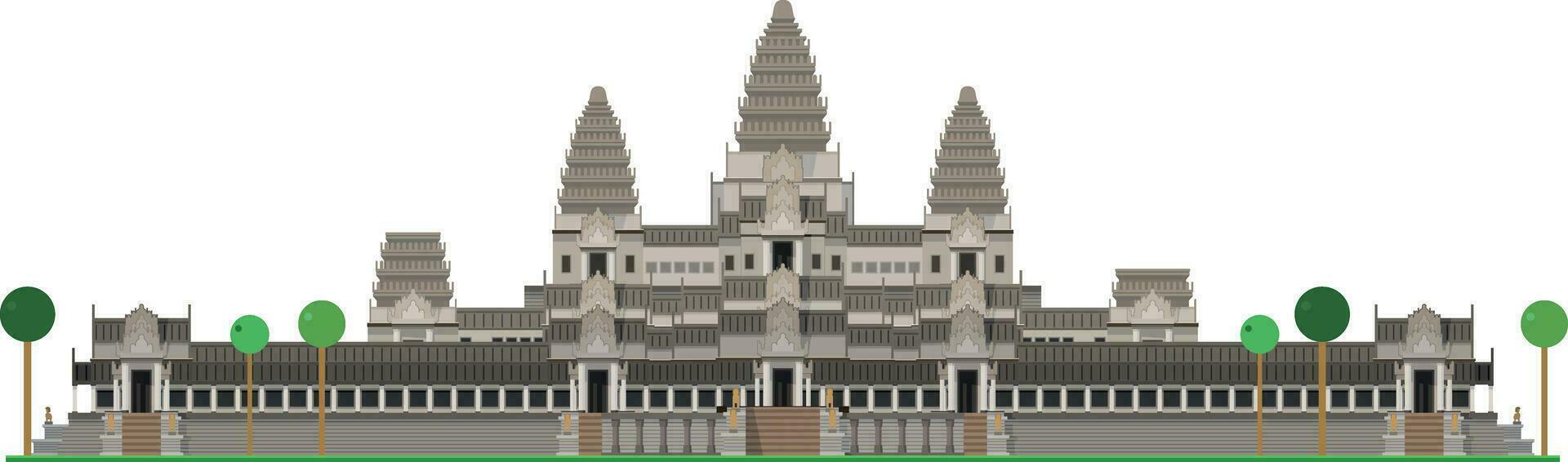 angkor qué, Camboya. aislado en blanco antecedentes vector ilustración.