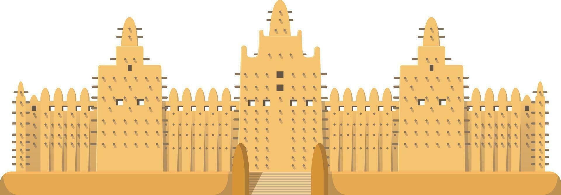 genial mezquita de djenne, malí aislado en blanco antecedentes vector ilustración.