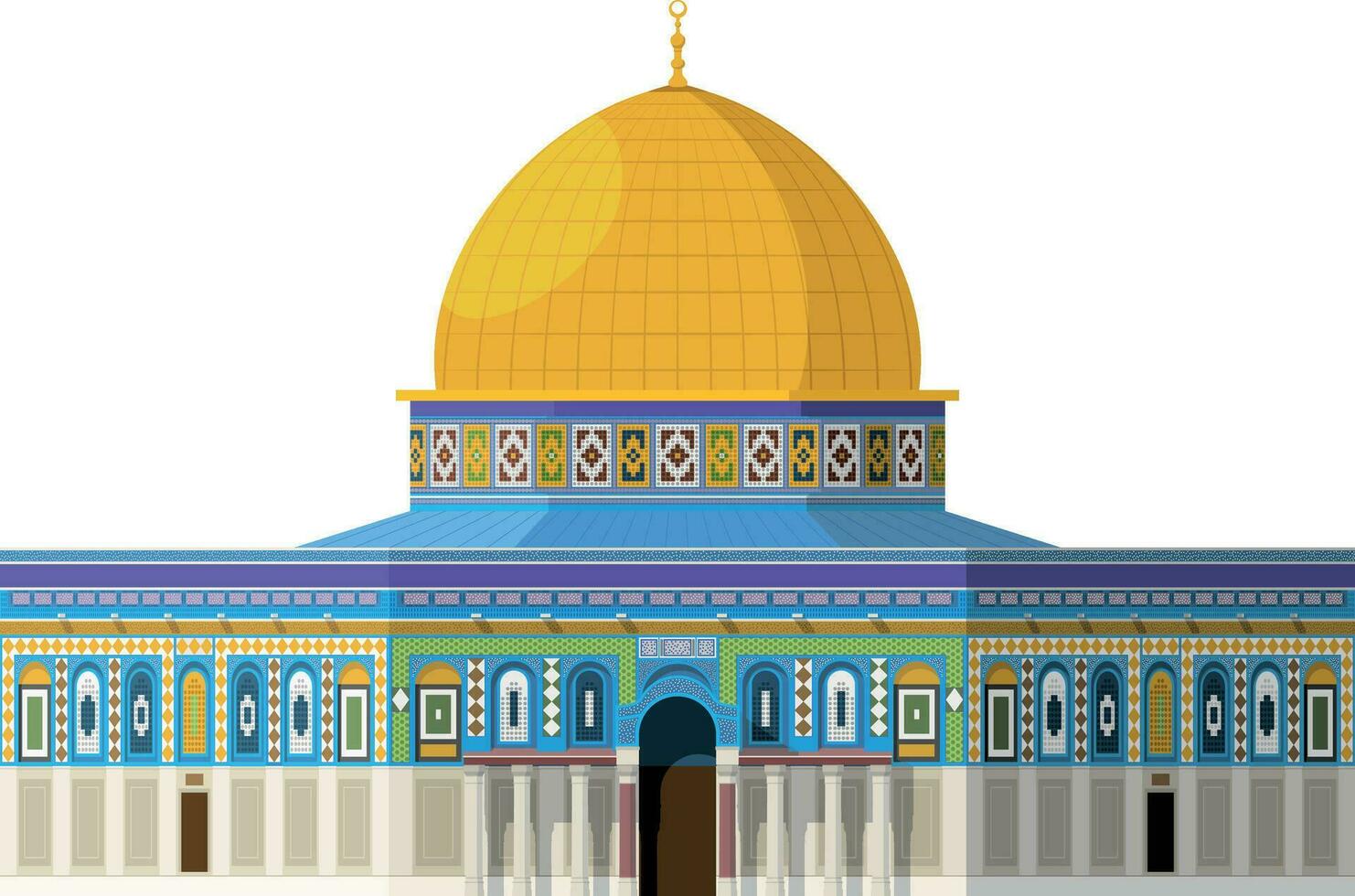 Dome of the Rock, Jerusalem. Isolated on white background vector illustration.