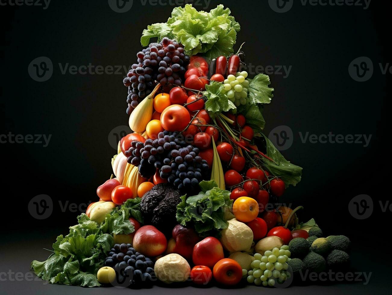 Bunch of vegetables on a white background AI Generative photo