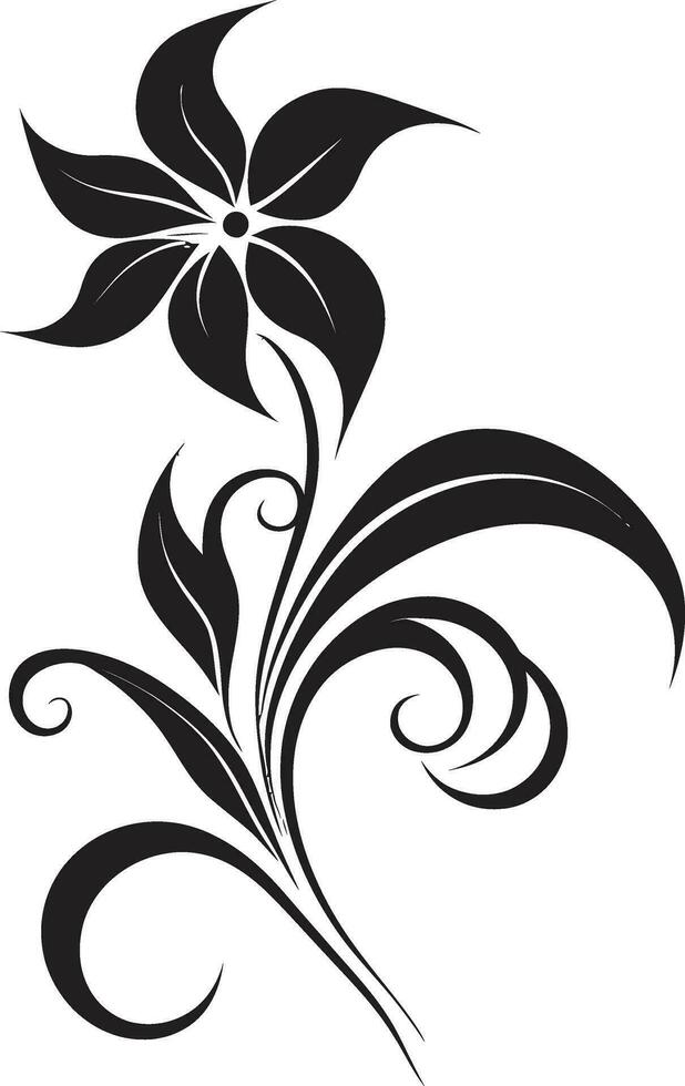 Whimsical Noir Blossoms Elegant Floral Symphony vector