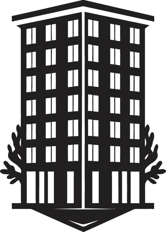 Glass Towers in Shadows Vector Cityscape Architectural Monoliths Onyx Building Vector