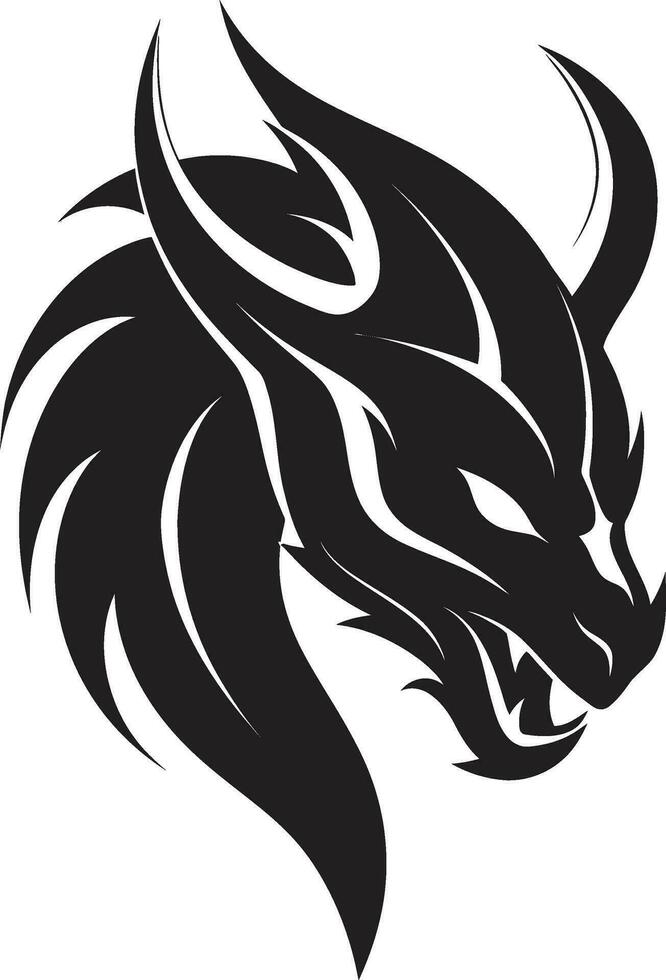 Shadowy Beast Black Vector Majesty of the Ferocious Dragon Mythical Power Monochrome Vector Charm of the Dragon