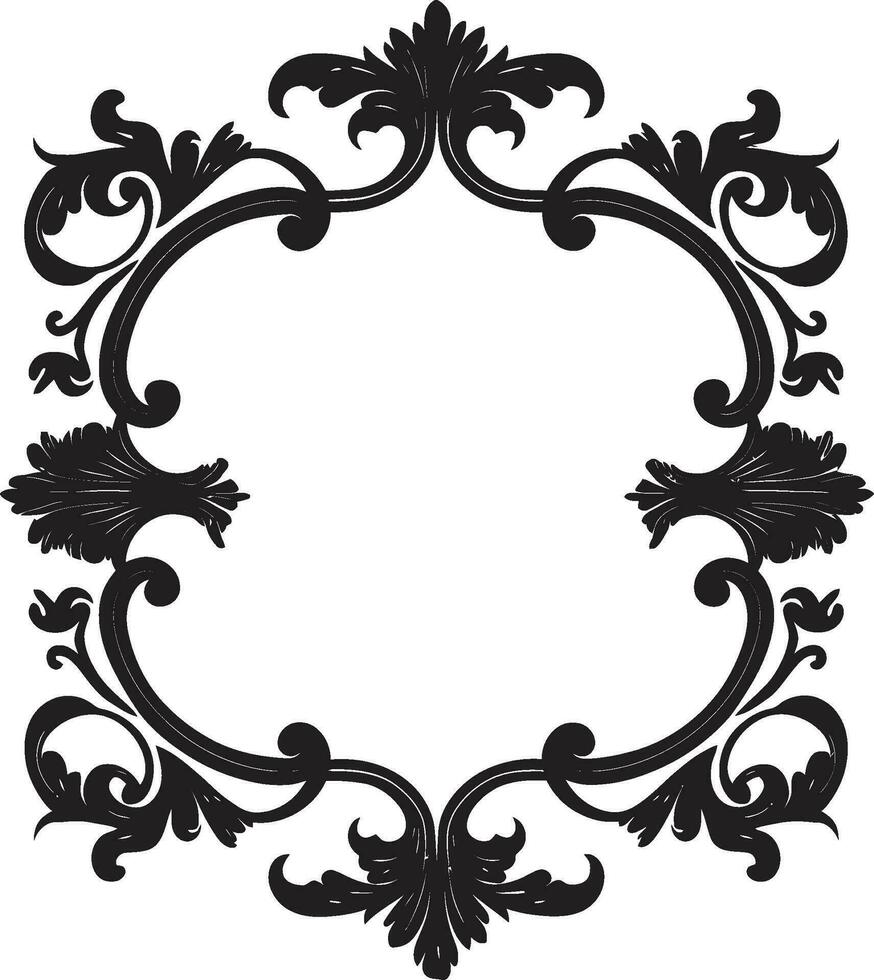 Regal Tapestry Black Vector of Decorative Floral Art Floral Magnificence Monochromatic Elegance for Royalty