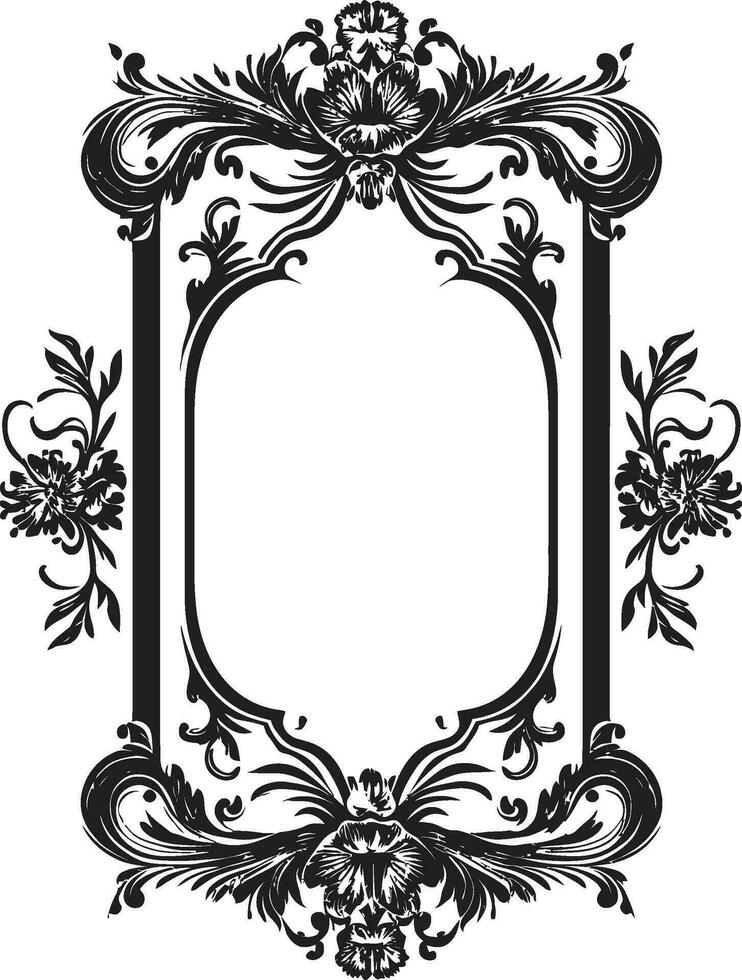 Resplendent Abundance Black Vector of Ornate Floral Majesty Luxurious Garden Royal Decorative Blooms in Monochrome Vector