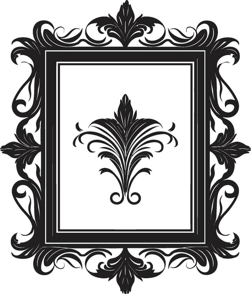 Majestic Craftsmanship Black Floral Artistry with Royal Touch Noble Resplendence Monochromatic Royalty in Decorative Florals vector