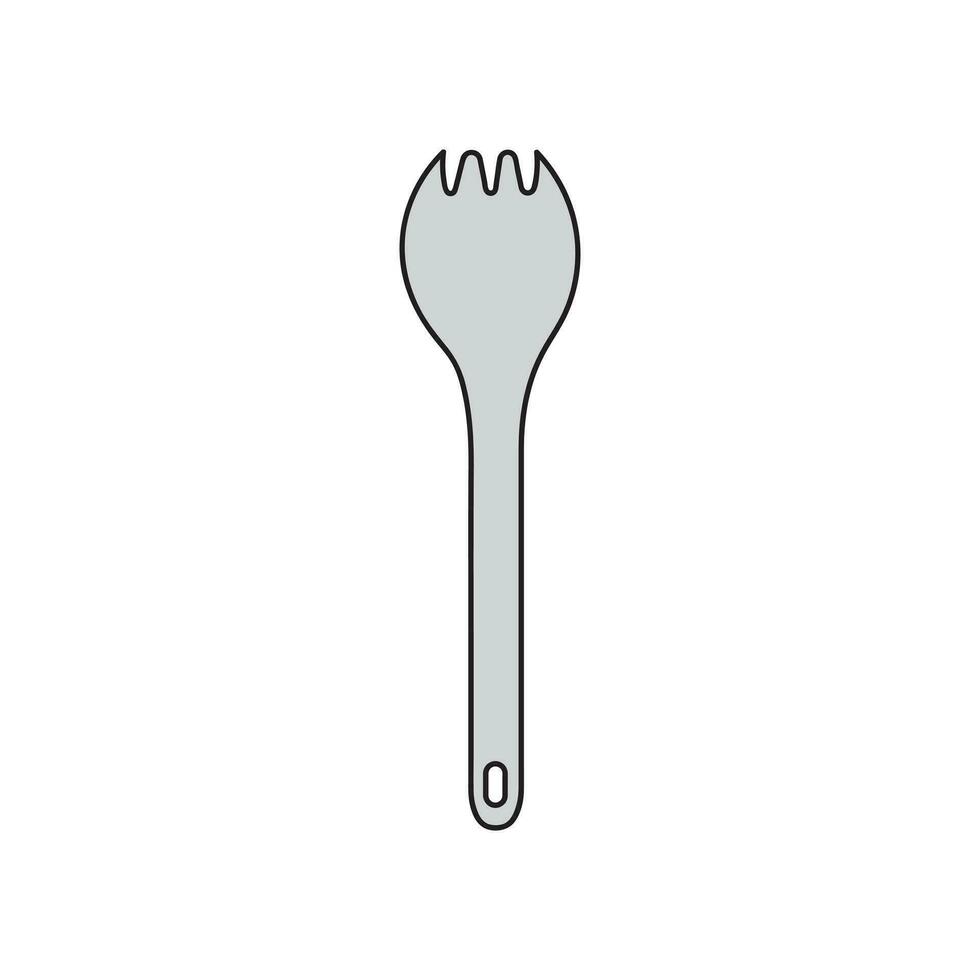 Kids drawing Cartoon Vector illustration titanium fork Isolated in doodle style