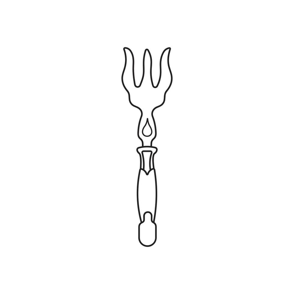 Hand drawn Kids drawing Cartoon Vector illustration vintage unique fork Isolated in doodle style