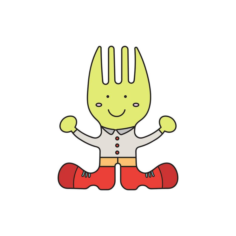 Kids drawing Cartoon Vector illustration toy fork Isolated in doodle style