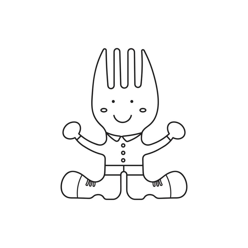 Hand drawn Kids drawing Cartoon Vector illustration toy fork Isolated in doodle style