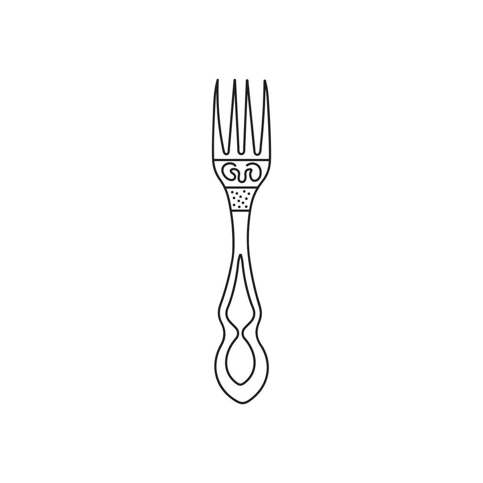 Hand drawn Kids drawing Cartoon Vector illustration fancy fork Isolated in doodle style