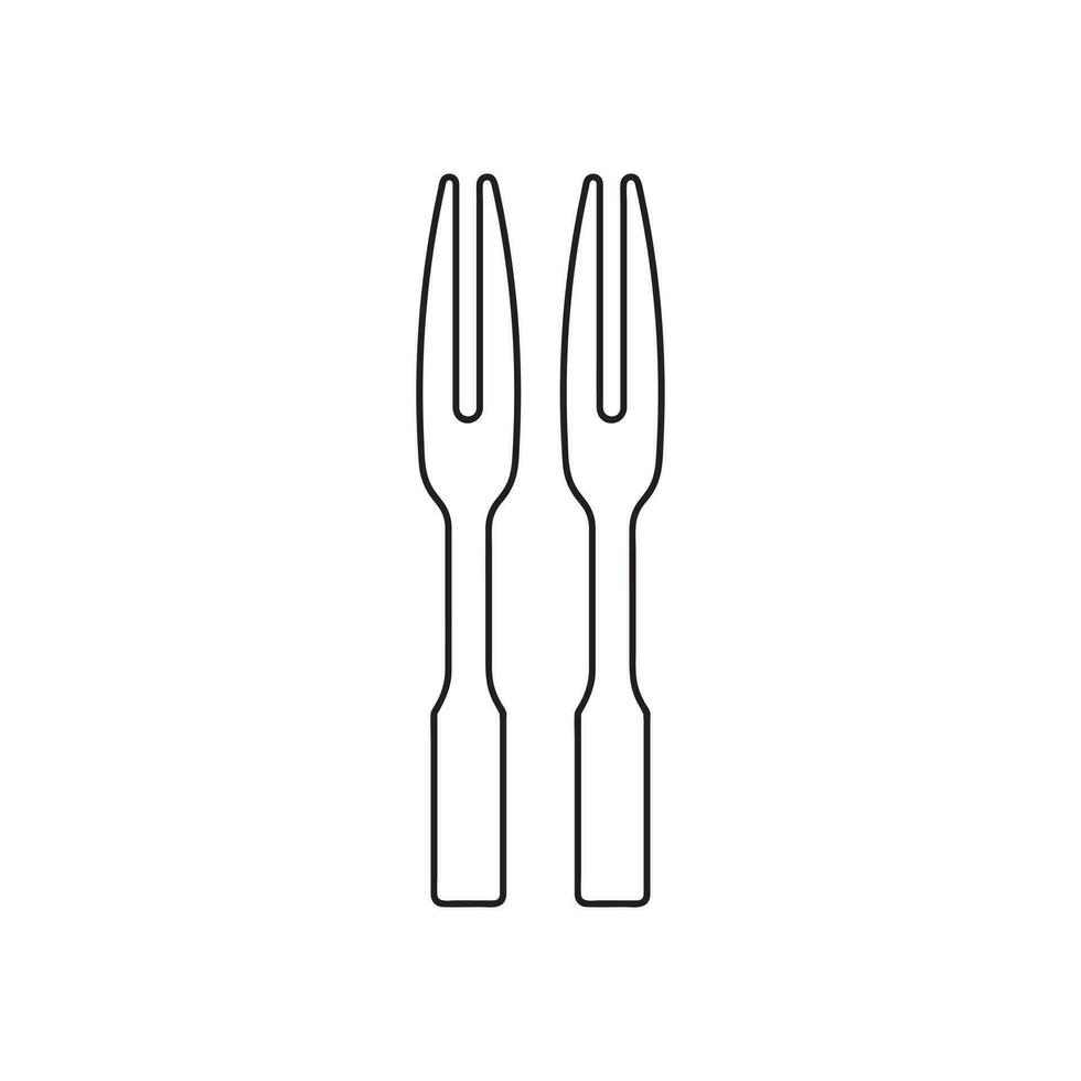 Hand drawn Kids drawing Cartoon Vector illustration wooden mini fork Isolated in doodle style