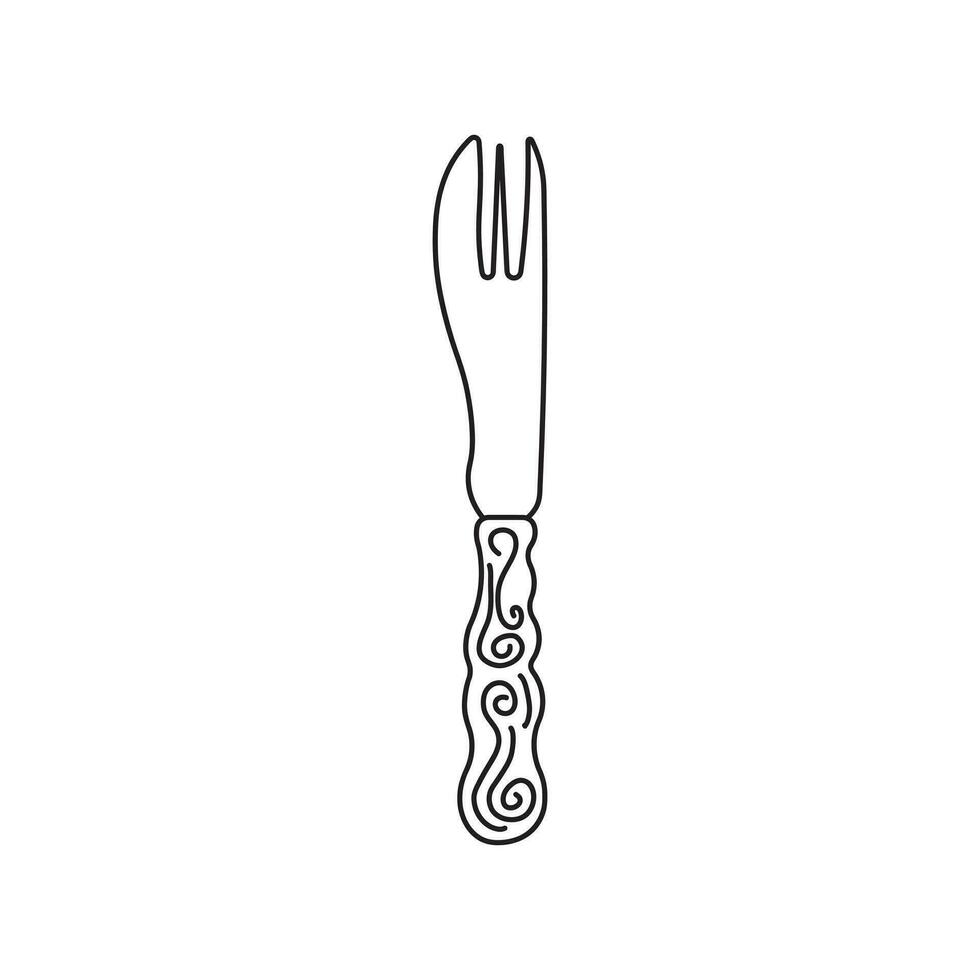 Hand drawn Kids drawing Cartoon Vector illustration pastry fork Isolated in doodle style