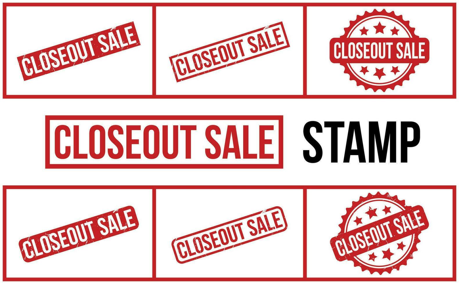 Closeout Sale Rubber Stamp Set Vector