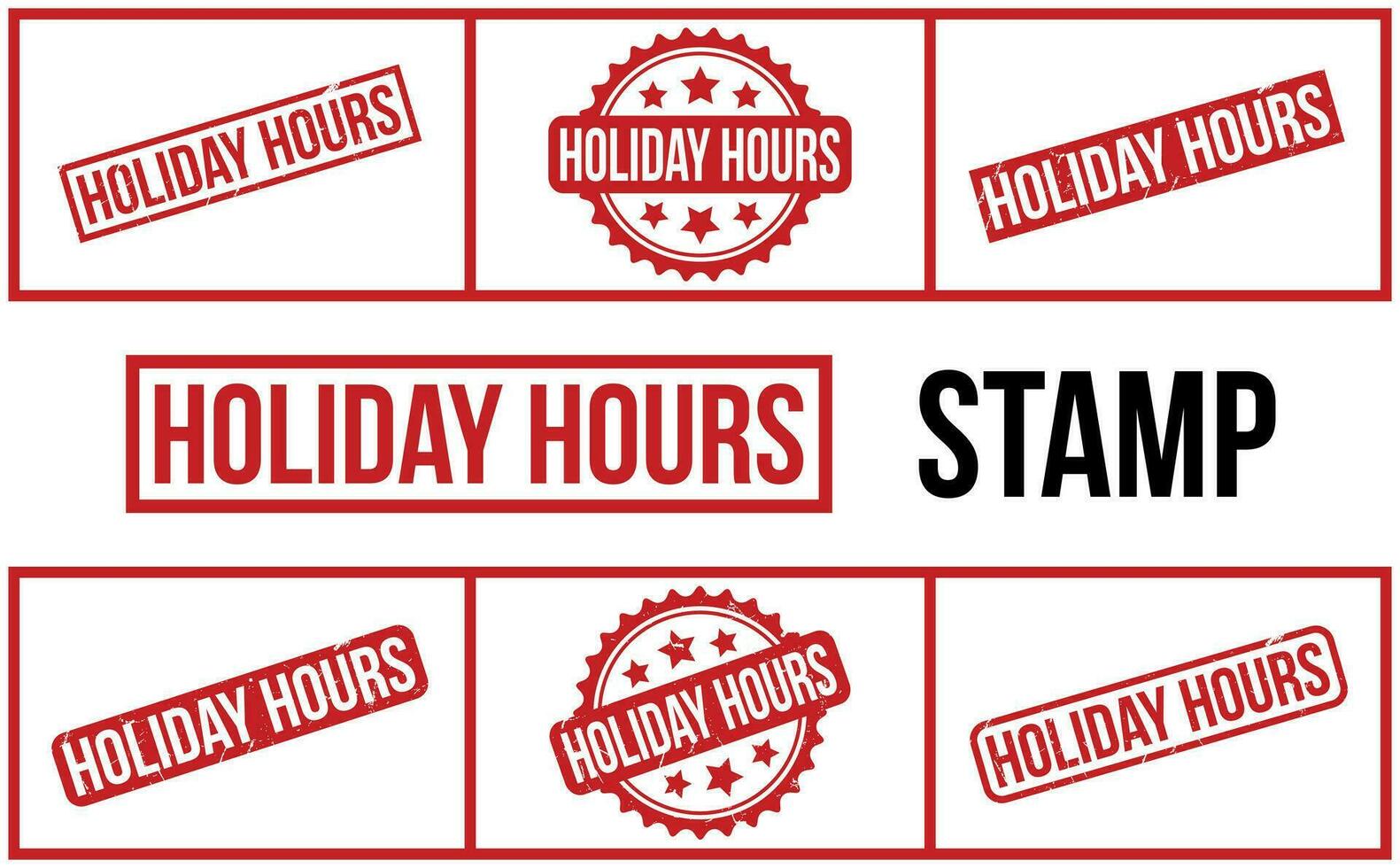 Holiday Hours Rubber Stamp Set Vector