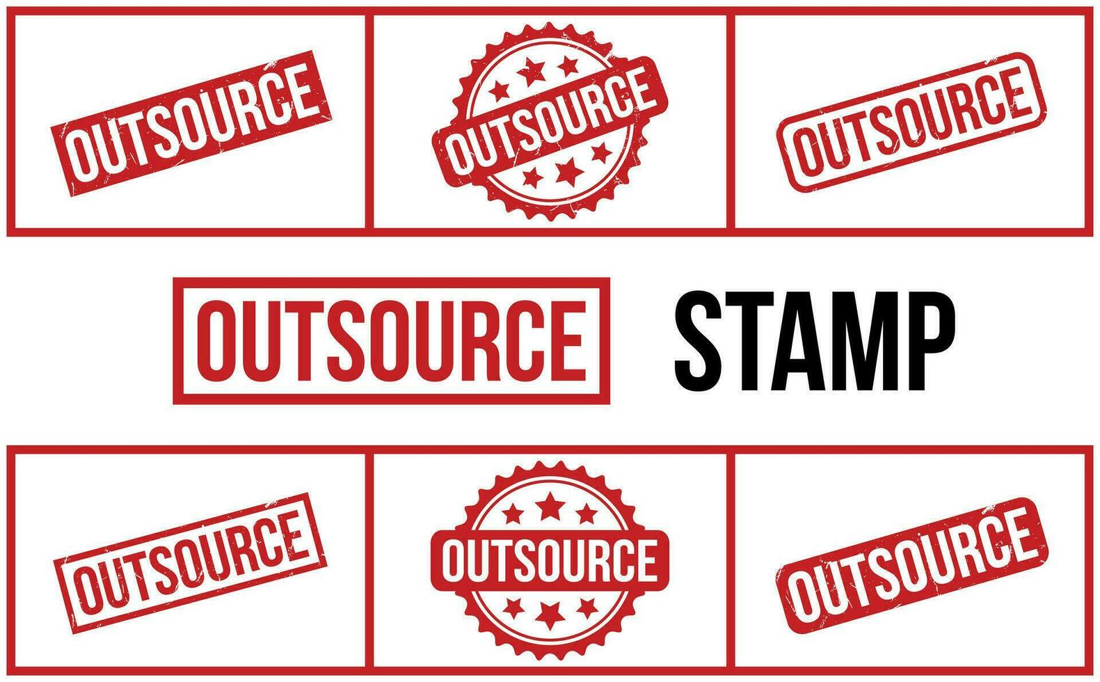 Outsource Rubber Stamp Set Vector