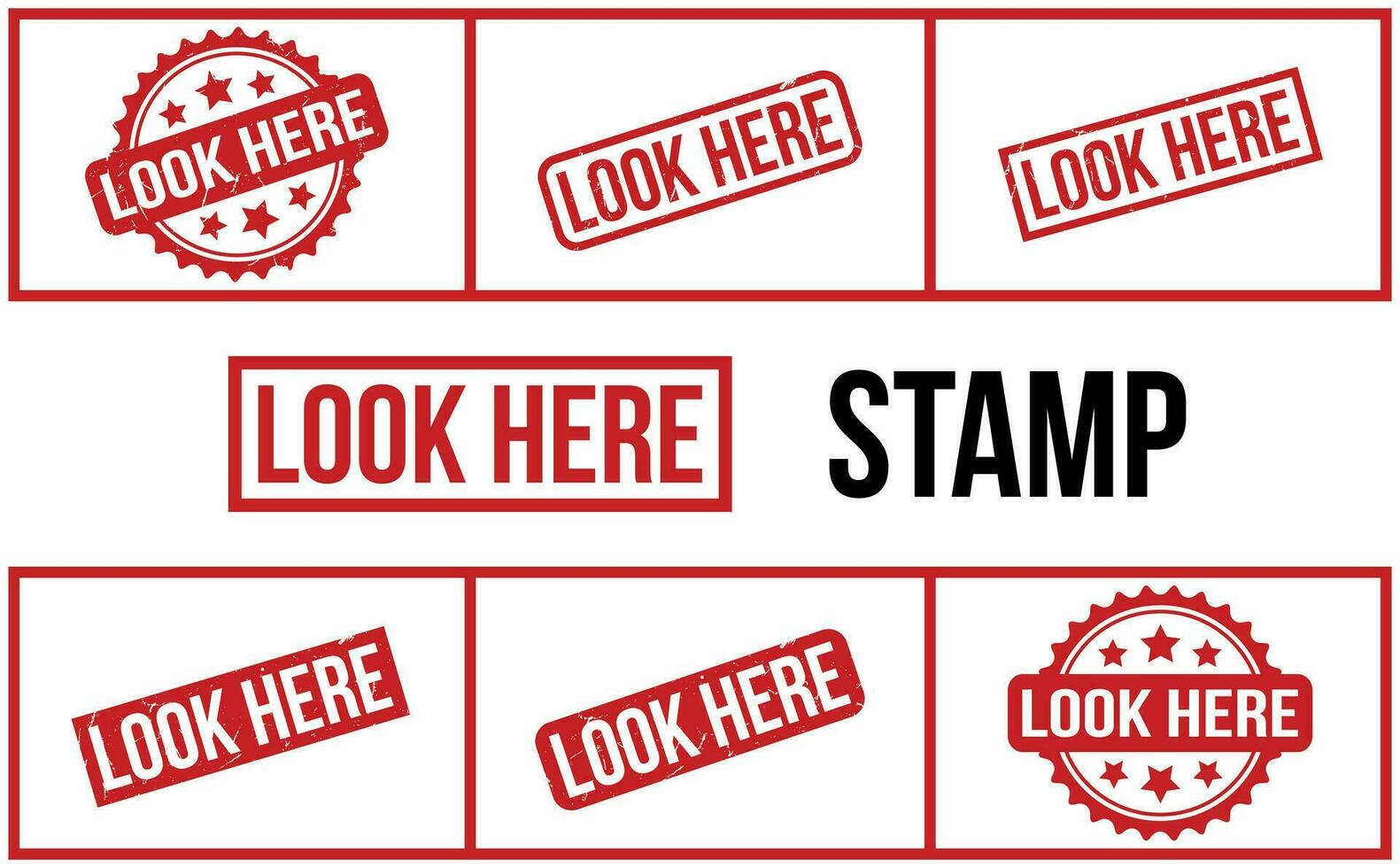 Look Here Rubber Stamp Set Vector