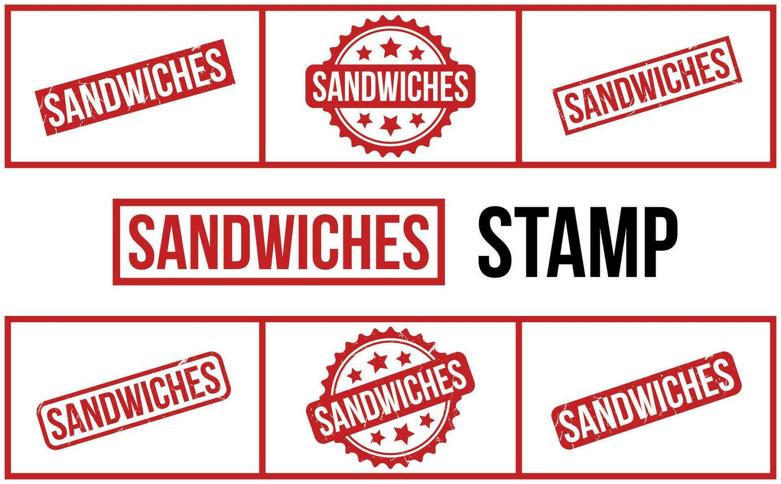 Sandwiches Rubber Stamp Set Vector