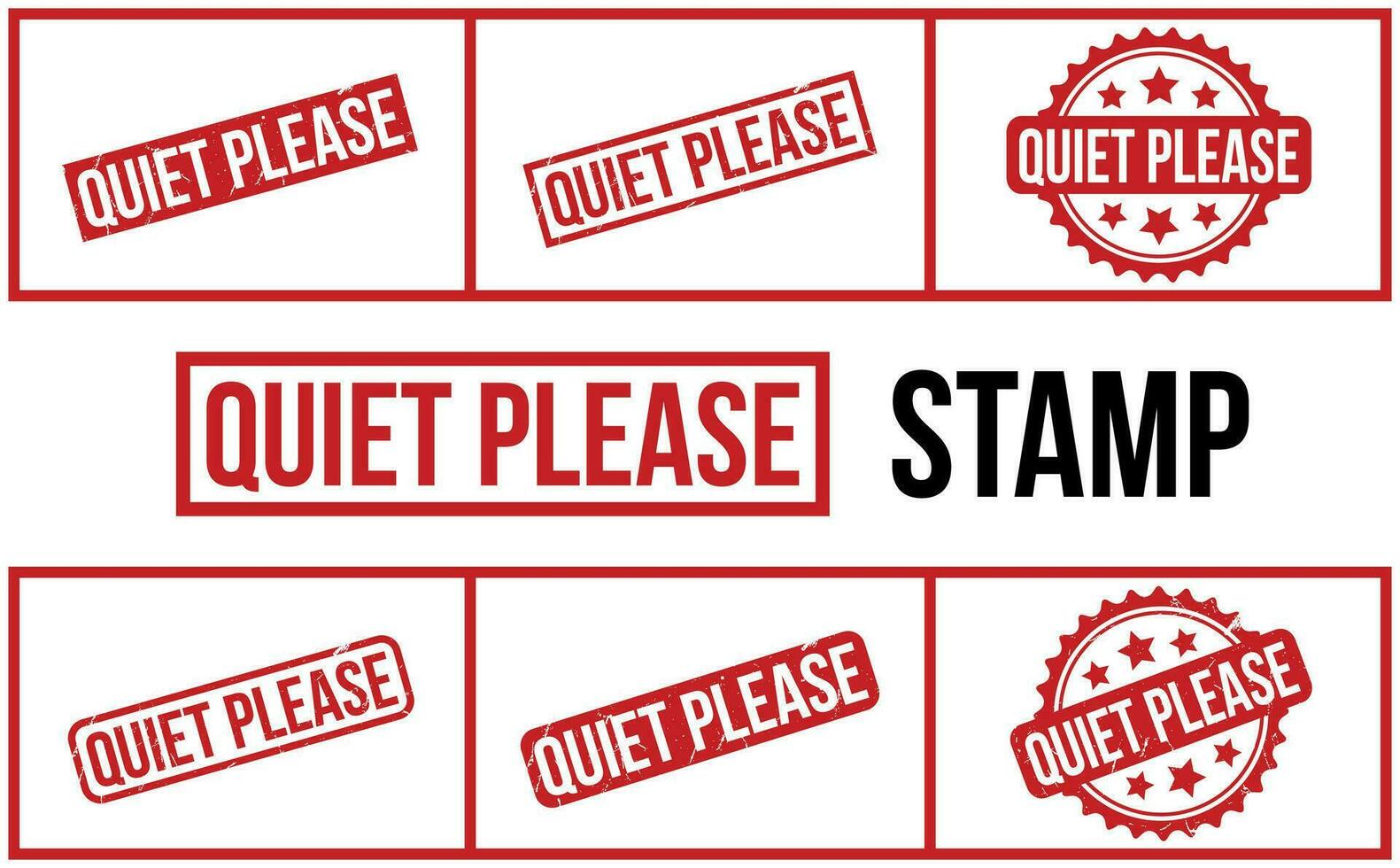 Quiet Please Rubber Stamp Set Vector