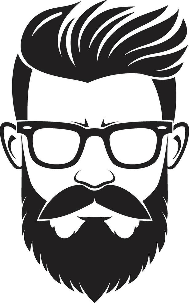 Indie Icon Black Vector Art Showcasing Hipster Vibe Whiskered Wonder Monochrome Vector Tribute to Bearded Trend