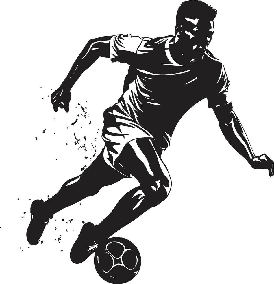 Sportsmanship in Art Black Vector Portrait of a Player Tackle and Triumph Monochrome Football Players Glory