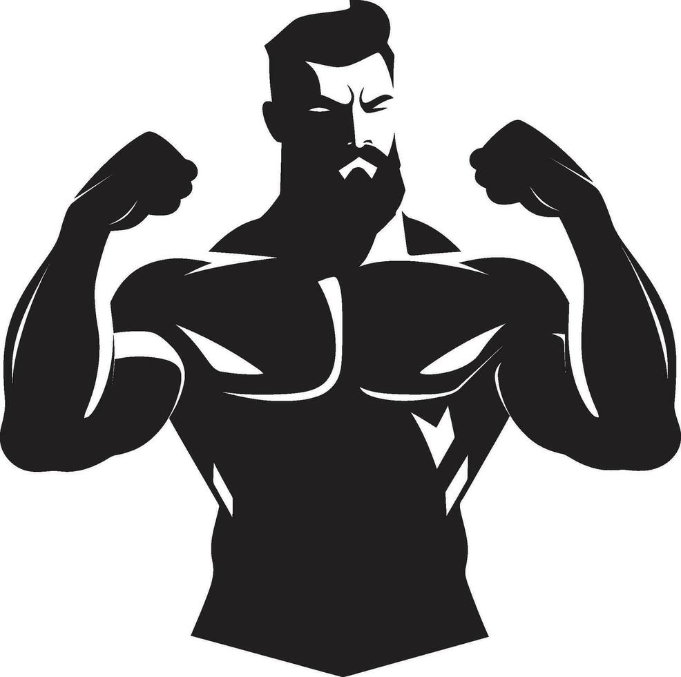 Mighty Muscles Monochromatic Vector of Bodybuilders Strength Sculpted Excellence Black Vector Artistry in Bodybuilding