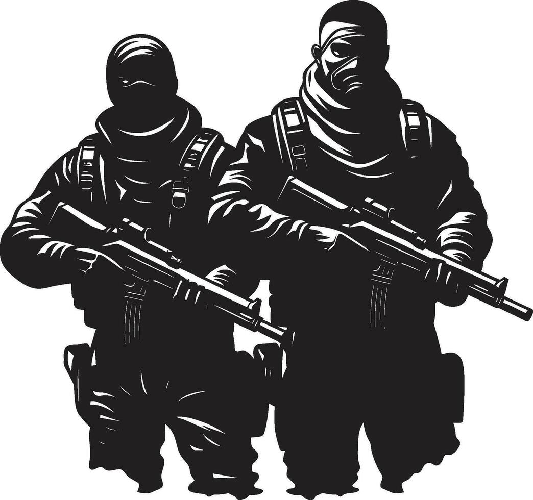 Soldiers of Stealth Black Vector Showcasing Courage in the Shadows Bravery Unseen Monochromatic Vector Tribute to Unyielding Heroes
