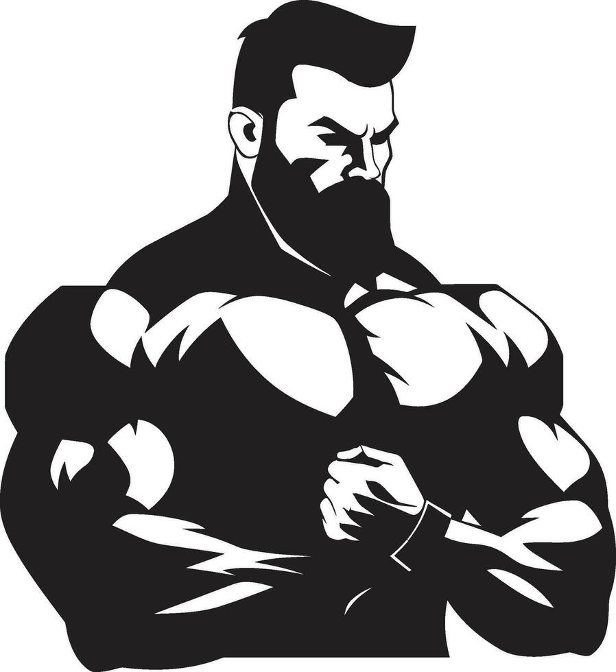 Flexing Artistry Black Vector Tribute to Muscular Achievement Mighty Muscles Monochrome Vector Showcase of Bodybuilders Power