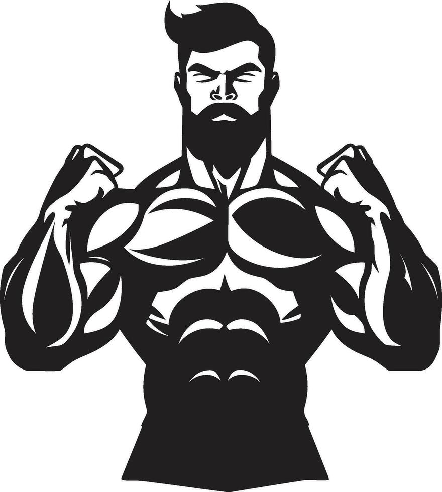 poderoso músculos monocromo arte en flexionando poder esculpido éxito negro vector representación de muscular triunfo