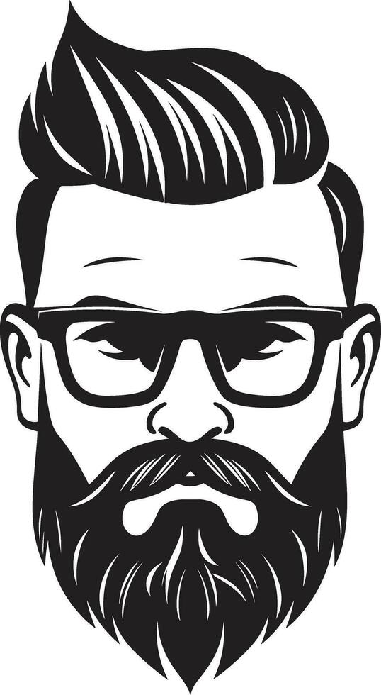 Creative Craftsmanship Black Vector Depiction of Urban Cool Whiskered Nomad Monochromatic Vector Art Celebrating Indie Icon