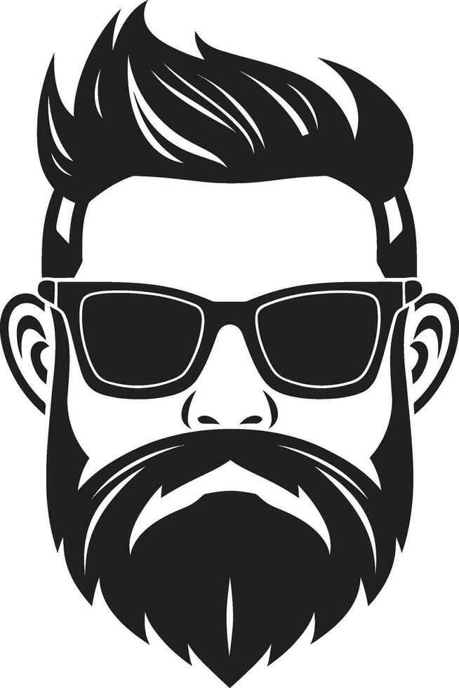 Alternative Chic Monochrome Vector Depiction of Hipster Cool Whiskered Rebel Black Vector Art Celebrating Indie Trend