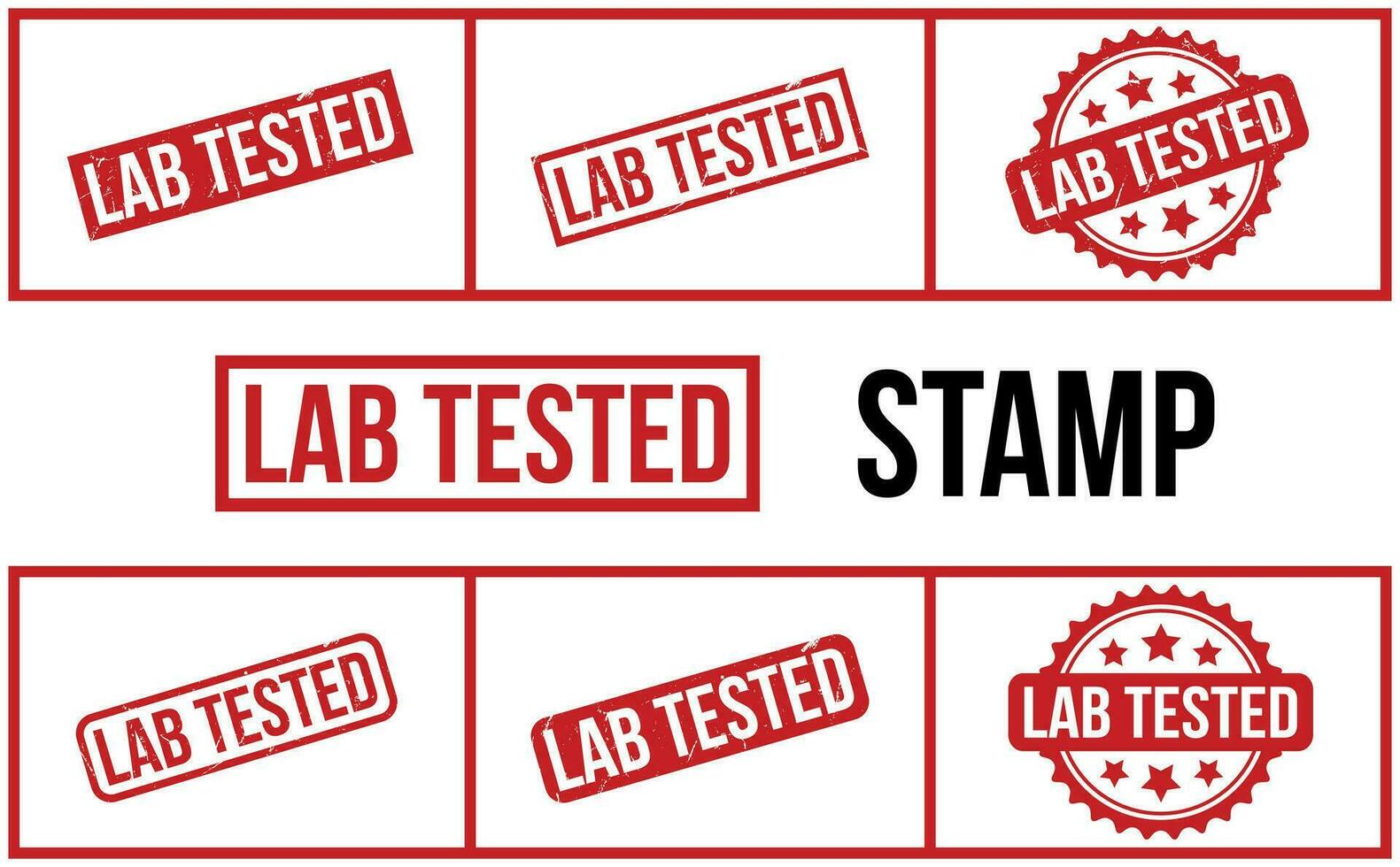 Lab Tested rubber grunge stamp set vector