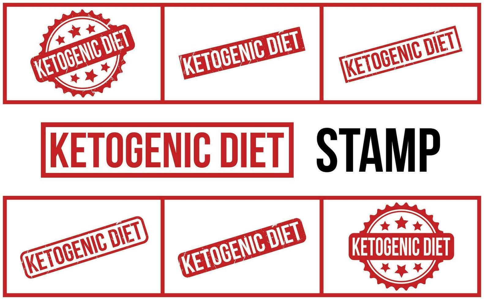 Ketogenic Diet Rubber Stamp Set Vector
