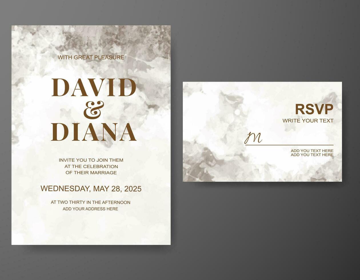 Wedding invitation with abstract watercolor background vector