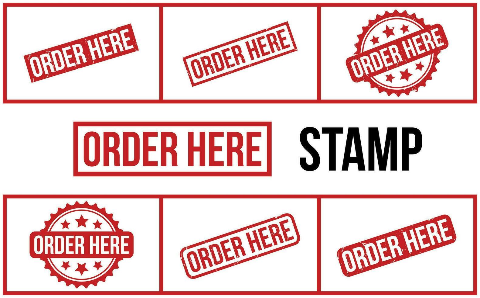 Order Here Rubber Stamp Set Vector